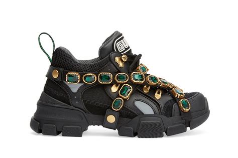 gucci shows green|green gucci sneakers with jewels.